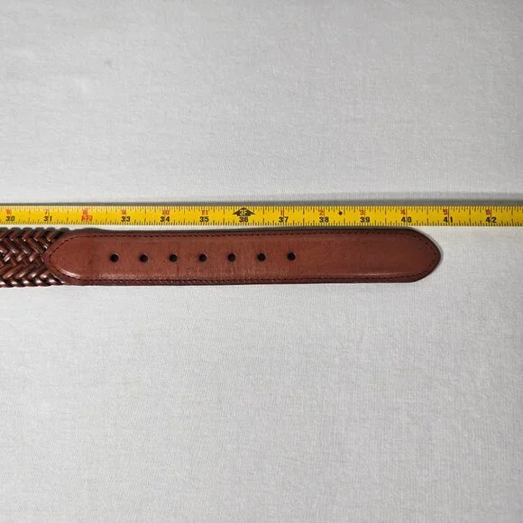 VINTAGE Hipster Western Genuine BROWN Leather Bonded Lacing BELT Men's Size 34. - Picture 16 of 17